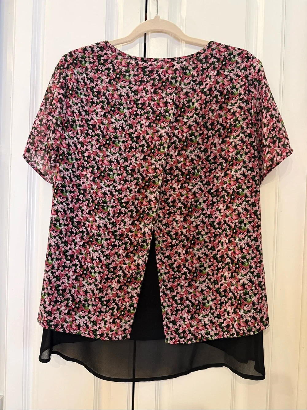 Michael Kors Pink Floral Layered Tunic with Black Hem